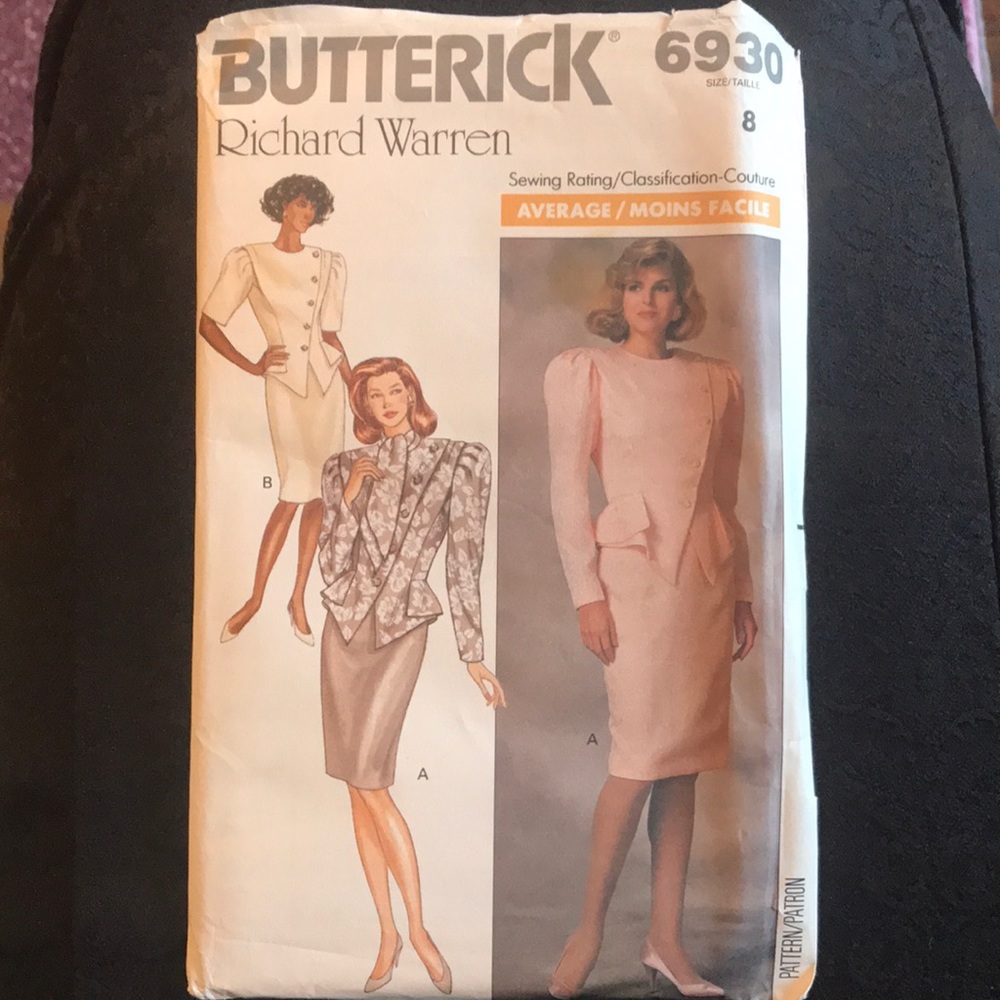 Butterick 6930 size 8 Richard Warren design 1988